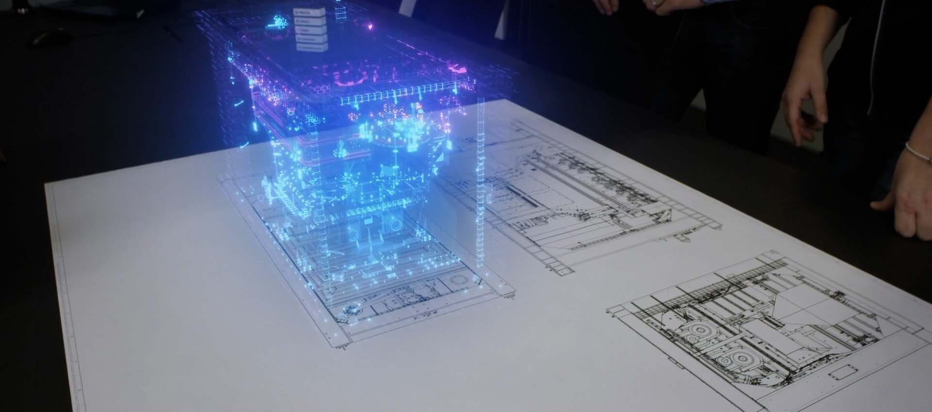 blueprint hologram auf einem tisch in benninghoven